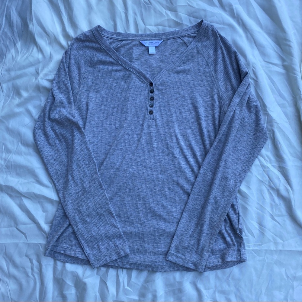 Charter Club Intimates and Sleep Wear Henley Long Sleeve - Size S